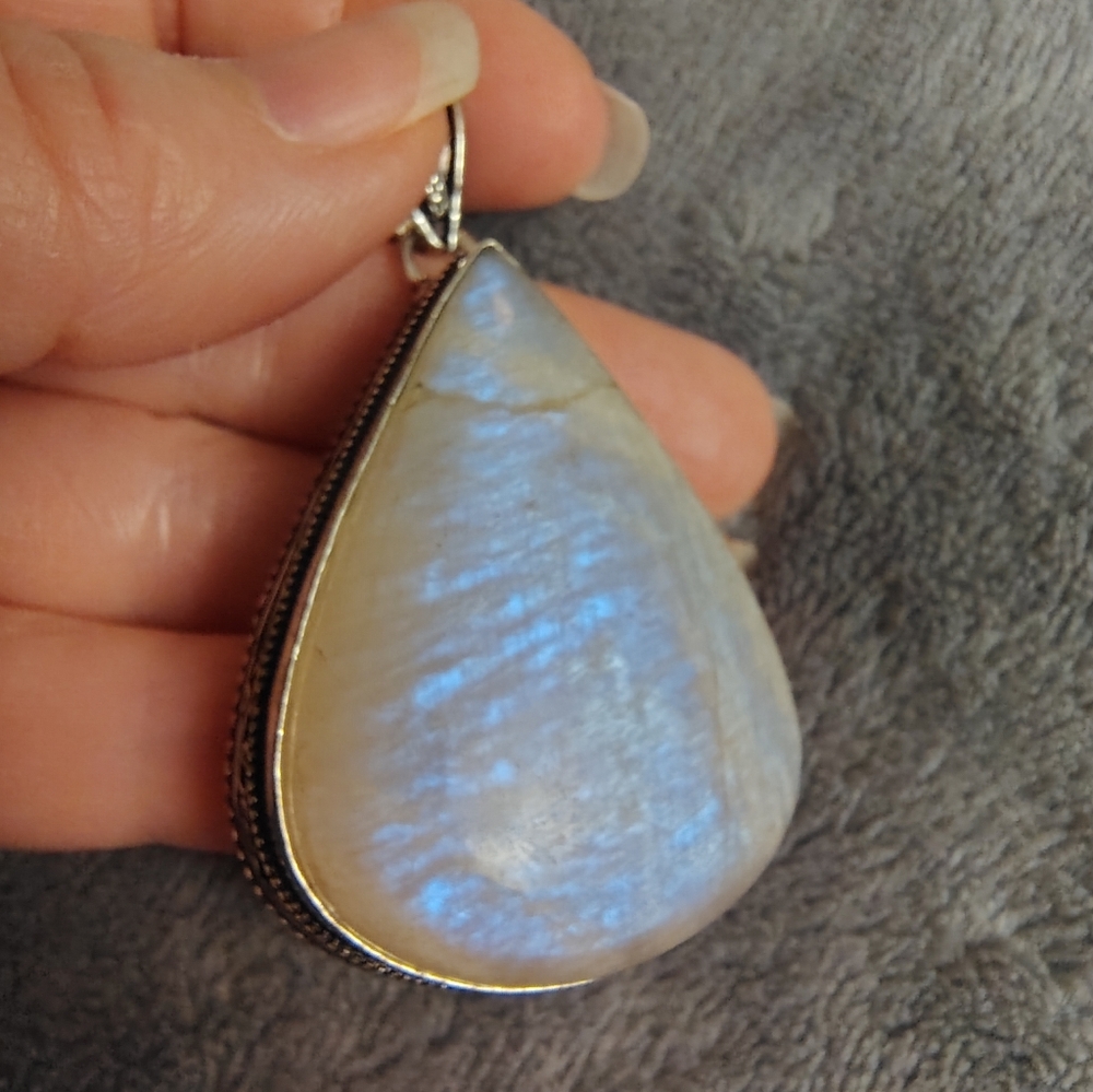 Teardrop White Moonstone Pendant